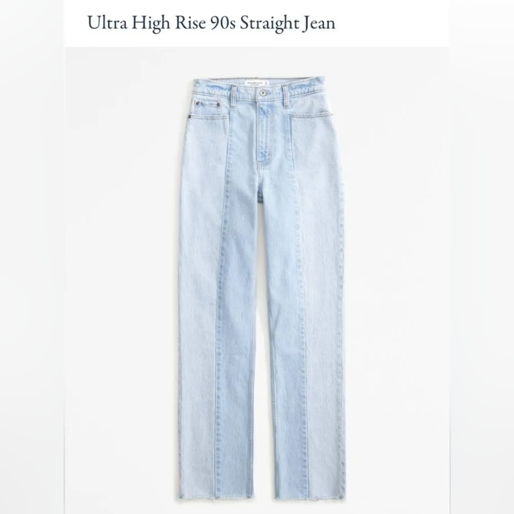 Abercrombie & Fitch Light Blue Two Toned Denim 90s Straight Jeans